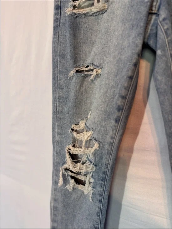 High Rise Jeggings American Eagle Outfitters Light Blue Ripped Jeans Size 4 (26) - Picture 4 of 8